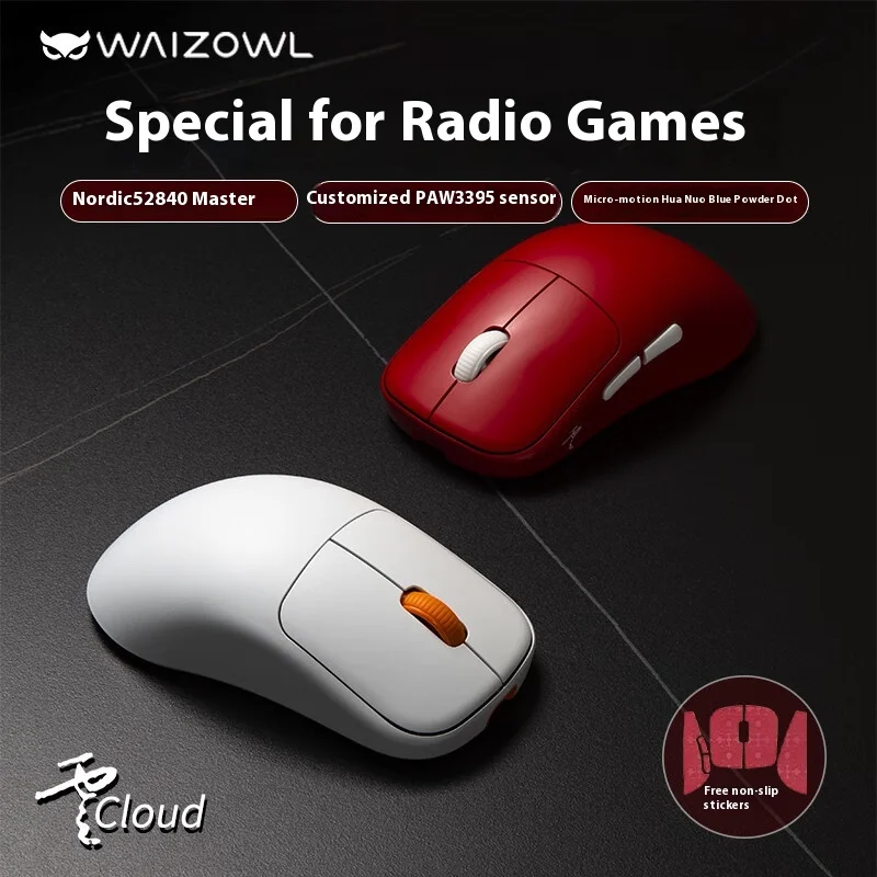 Imagem -05 - Waizowl-mouse para Jogos sem Fio Bluetooth Modos Estilo Nórdico Nórdico Mini Acessórios para Jogos Paw3395 52840