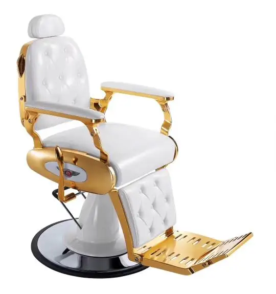 Portable durable modern luxury heavy barber chairs wholesale black and gold reclining salon styling hair salon chair