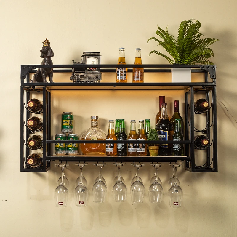 Bar background wall, wine rack, wine bottle rack, glass , upside down, red , display , placement