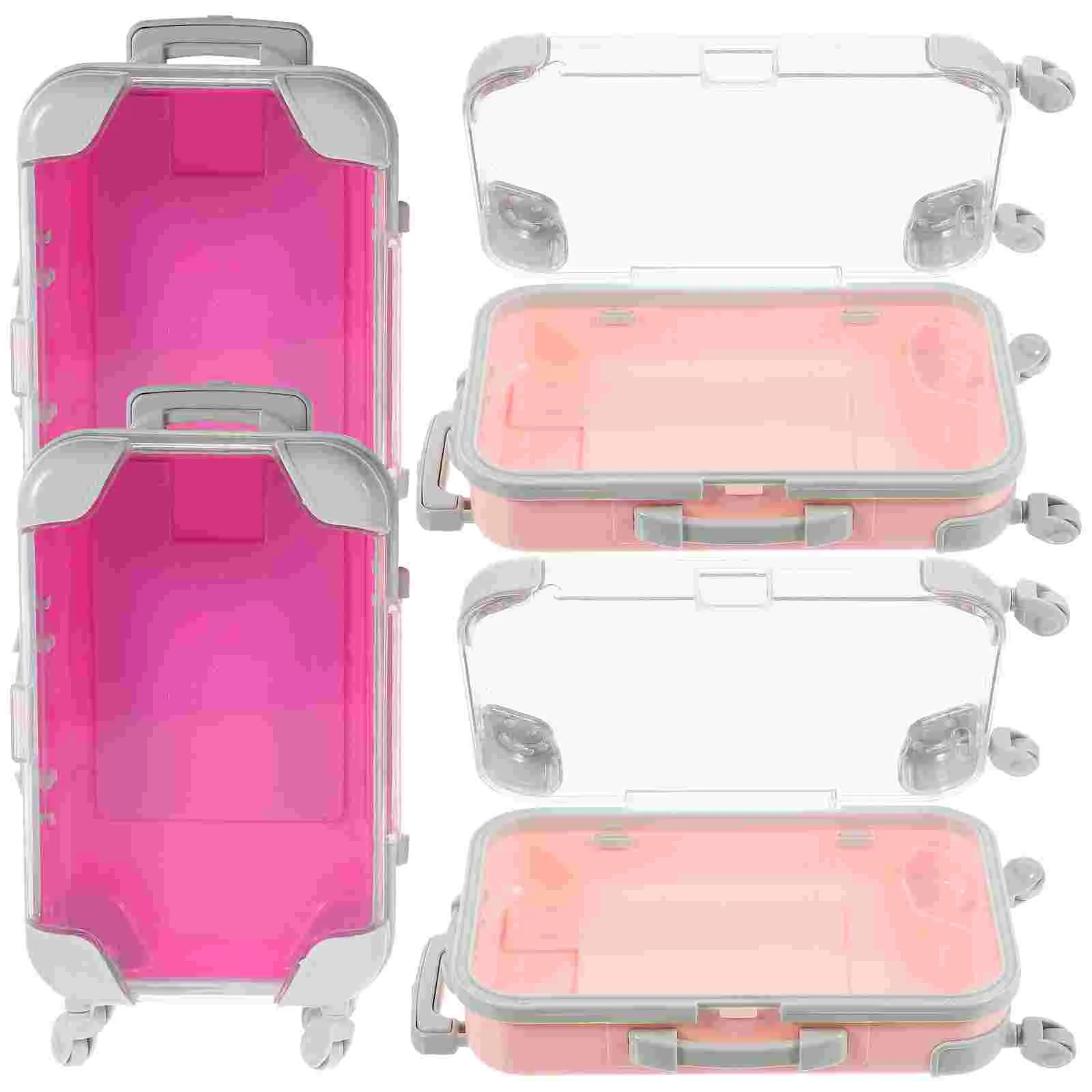 4 Pcs Mini Suitcase Boxes Simulation Trolley Makeup Container Bag Purse Luggage Travel