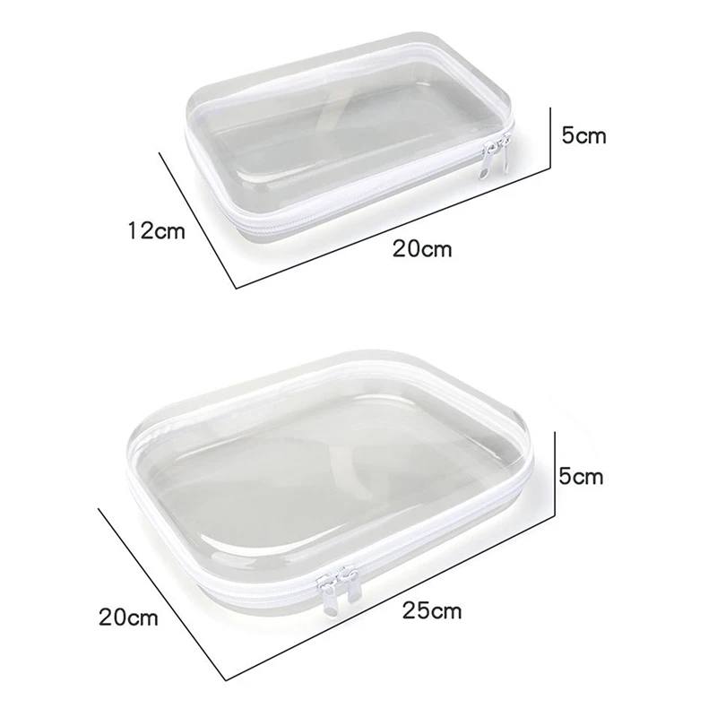 1PC Plastic Zippered Pouch Hard Bins Storage Bins Stackable Waterproof Zippered Hard Pouch Clear Hard Shell Zipper Case