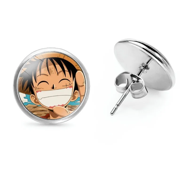 One Piece Cartoon Earring Cap Luffy Anime Action Figure Sanji Zoro Pin Toy Earrings Jewelry Merchandise Decoration Children Gift