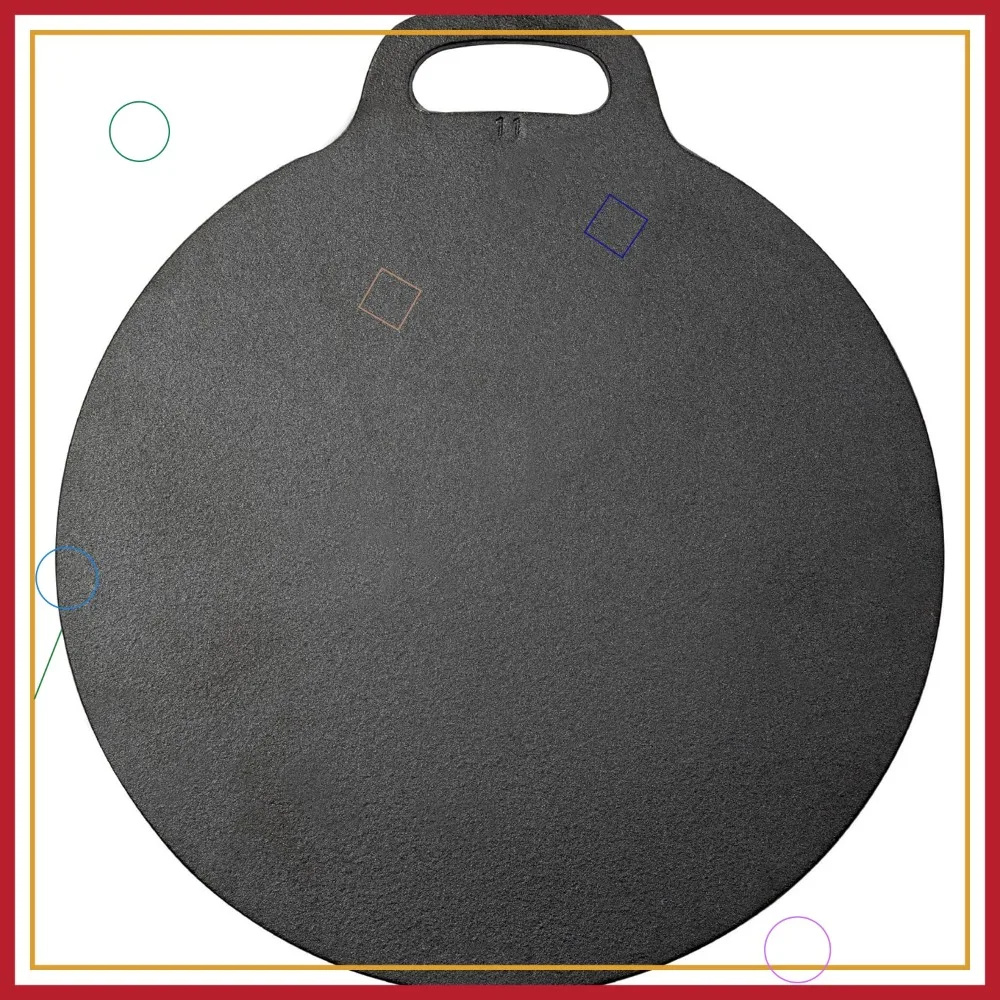 15-Inch Cast Iron Tawa Dosa Pan, Pizza Pan with Loop Handle, Preseasoned with Flaxseed Oil, Made in Colombia