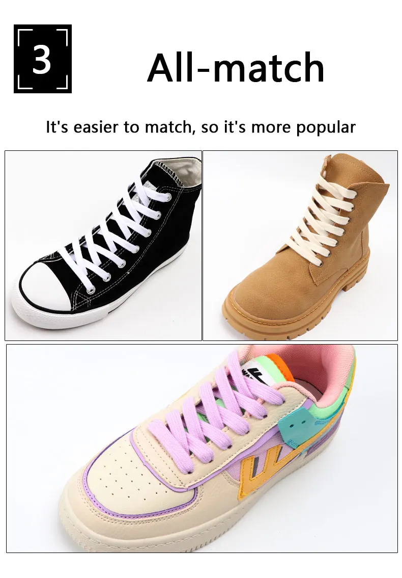 Flache Schnürsenkel für Sneaker, klassische Canvas-Sportschnürsenkel, lässige Unisex-Schnürsenkel, solide doppelte Baumwoll-Schnürsenkel – Detail 8