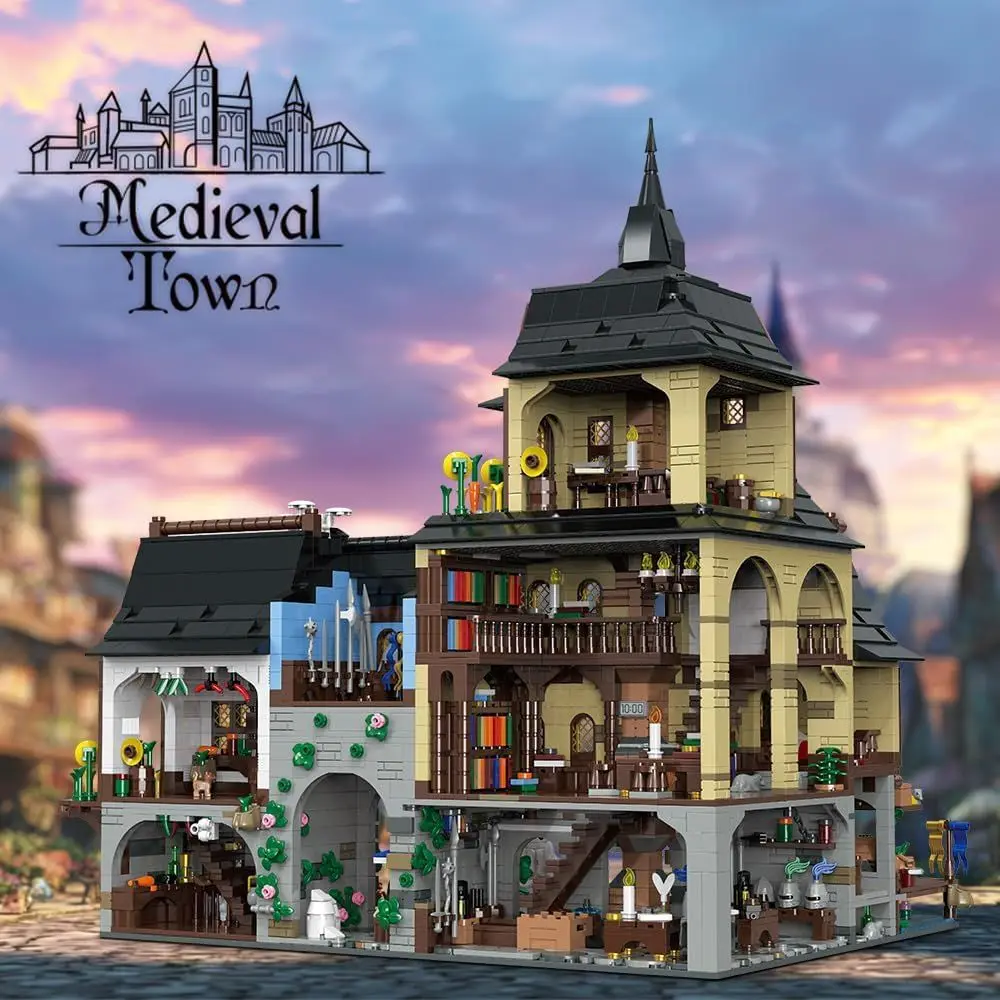 Volwassen Viking Village Town Center-bouwset met 3867-delig, architectonisch speelgoed voor creatief spelen