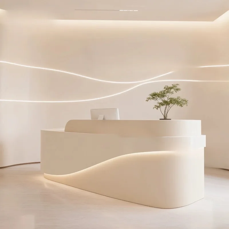 Elegant Modern Wooden Reception Desk Luxury Front Infodesk Reception Desk Clinical Service Empfangs Theke Reception Furniture
