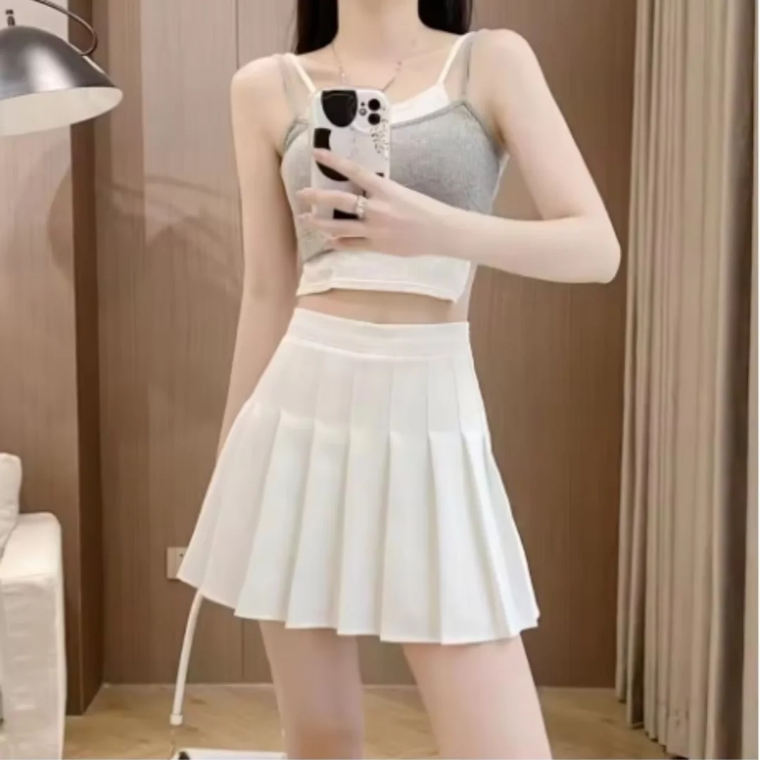2025 Summer New Women's High Waist Fashion Trend Pleated Skirt Pleated Korean Version Tennis Student Dance Mini Skirt