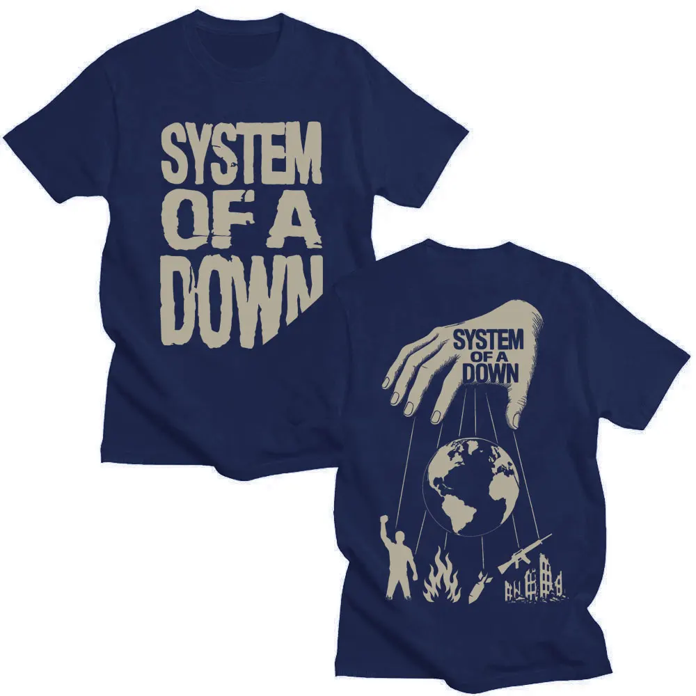 Rock Band System of A Down Wall Tapestry T Shirt Men Women Vintage Gothic T-shirts Oversized Cotton Hip Hop T Shirts Streetwear