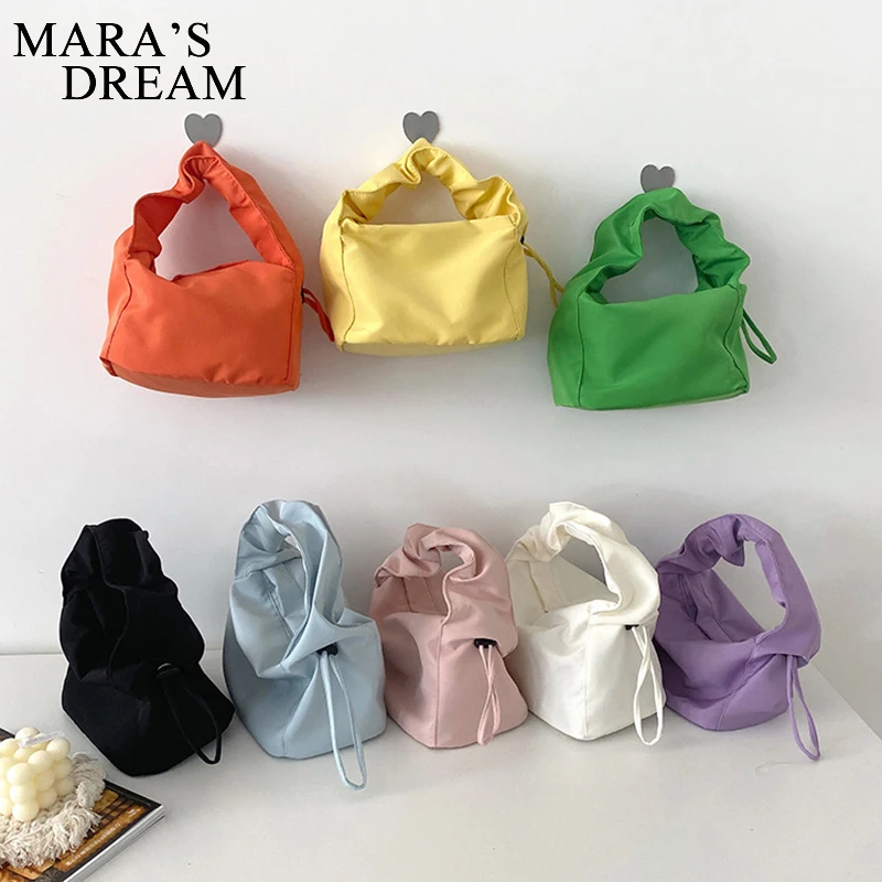 Mara\'s Dream Fashion Bags Totes Women Bag Pleated Bags Female Handbag Girl All-match Candy Colors HandBag Underarm Mini Bags