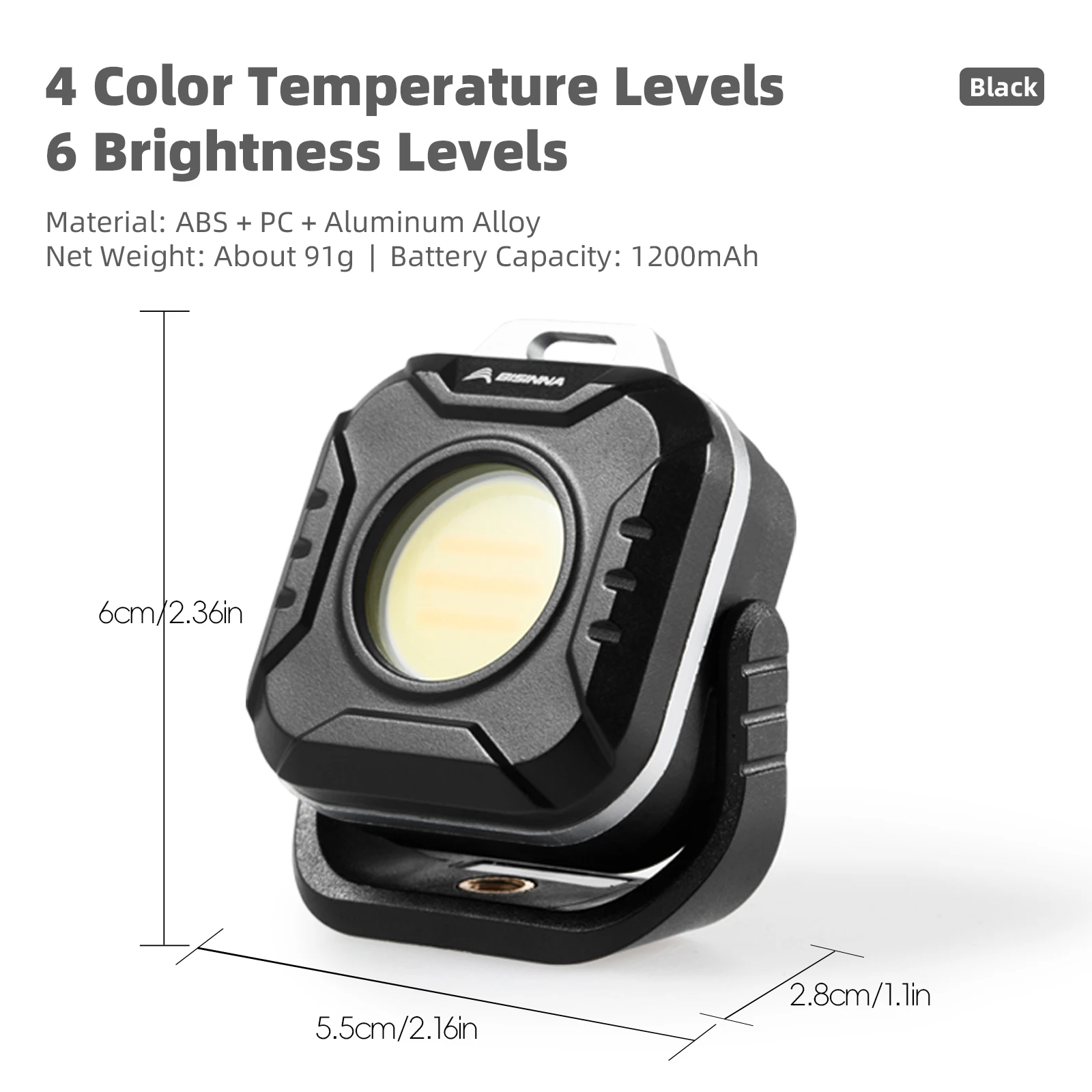 BISINNA Oplaadbare campinglantaarn Ultralichte multifunctionele waterdichte lamp voor buitengebruik bij noodgevallen, vissen, wandelen