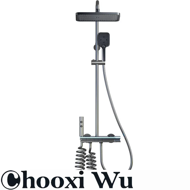 CHOOXIWU - 뜨거운 차가운 디지털 피아노 샤워 세트 새로 주변 조명 Led 피아노 디지털 욕실 샤워 시스템 황동 회색 욕실 수도꼭지