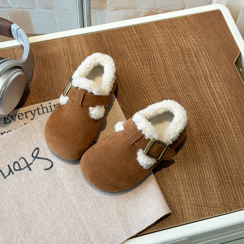 2025 Inverno Nuovo Punta Rotonda Scarpe di Cotone Caldo Gancio e Anello Versione Coreana Portatile di Scarpe per Bambini