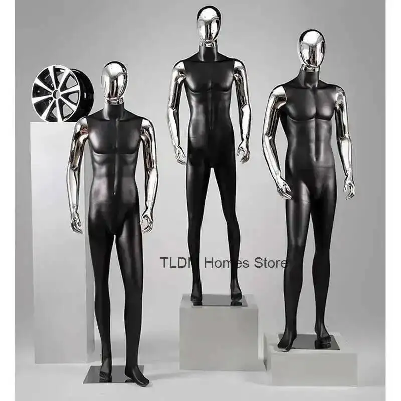 

Mannequins Silver Mannequins Light Body Luxury Full for Display Windows Creative FRP Mannequins for Men's Clothing Store Modern