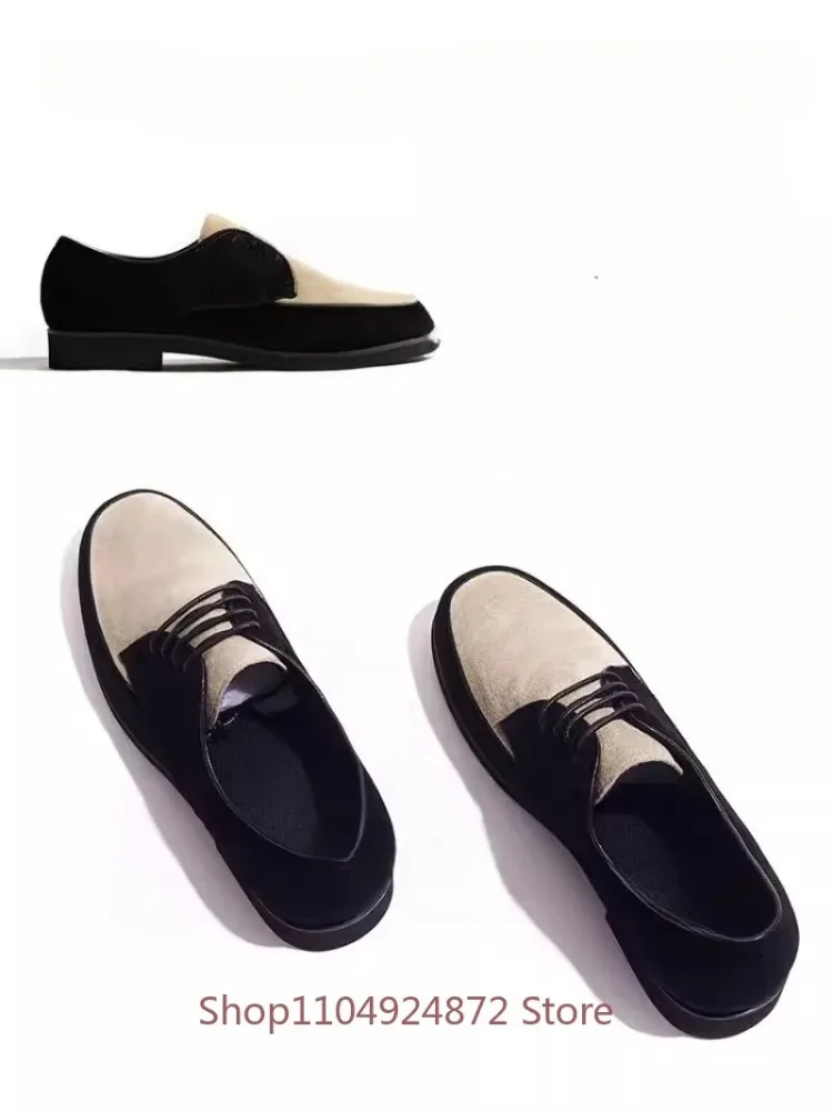 Luxury Suede Sheepskin Casual Leather Shoes Men Business Formal Work Office Round Toe Sneakers Man Hiking Dance