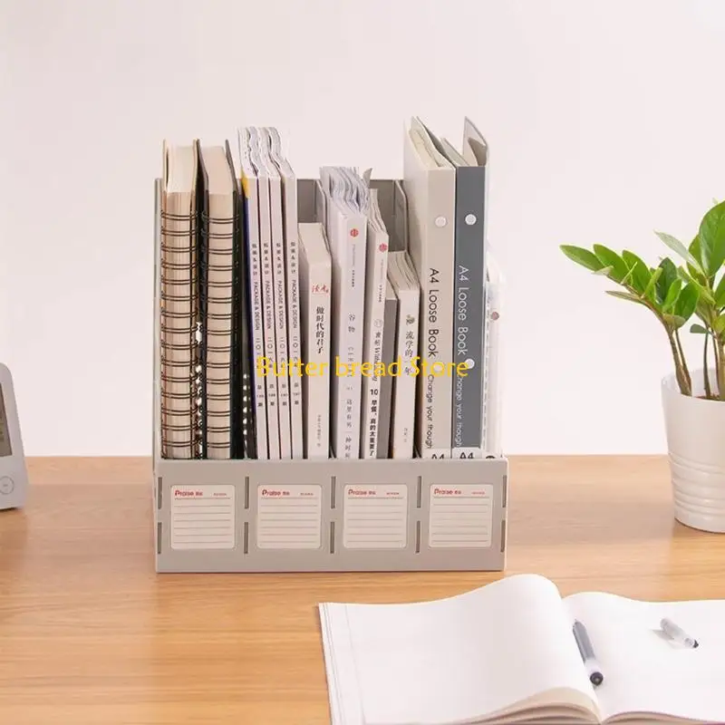 W89C Document Folder Magazine Large Capacity File Holder with 4 Compartment