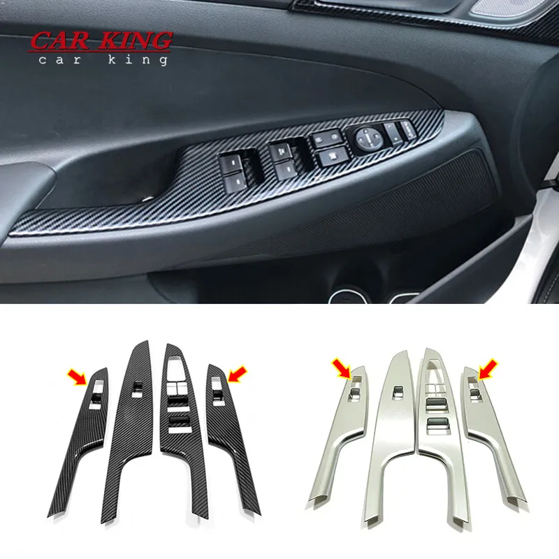 

For Hyundai Tucson 2015-2020 ABS Matte/Carbon fiber Window Lift Switch Button Panel Switch Trim Accessories Interior Stickers