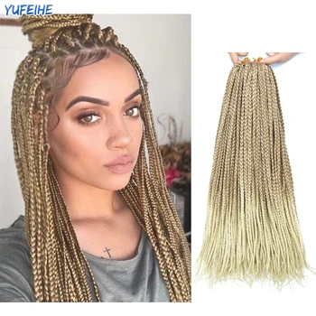 합성 머리 브레이드 스트레이트 박스 브레이드 헤어 크로셰 브레이드 헤어 익스텐션 18인치 옴브레 버그 브라운 그레이 여성용 일상 사용