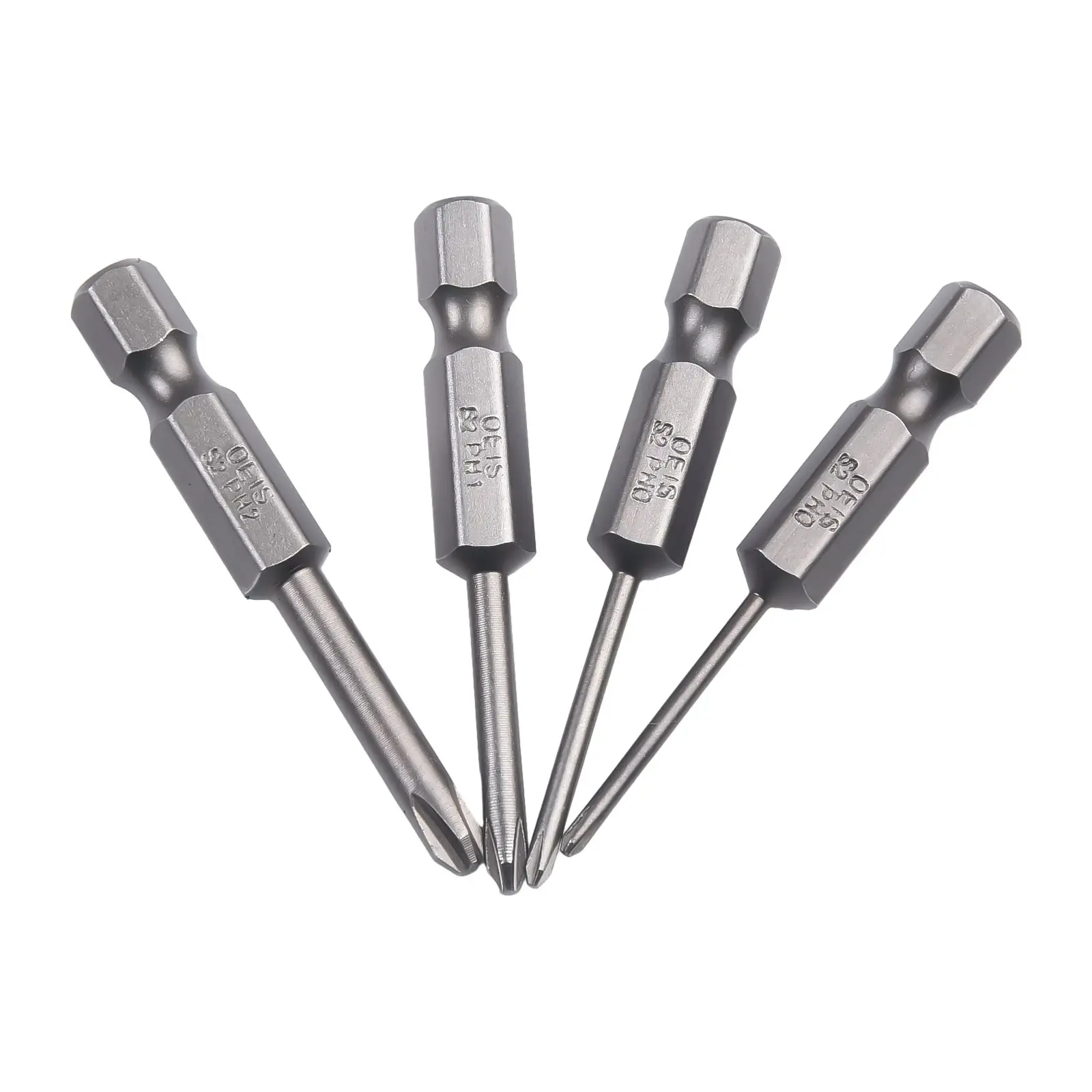 4pcs Alloy Steel Cross/ Screwdriver Bit PH00 PH1 PH2 50mm Length Hex Shank For Electric Screwdrivers Tool