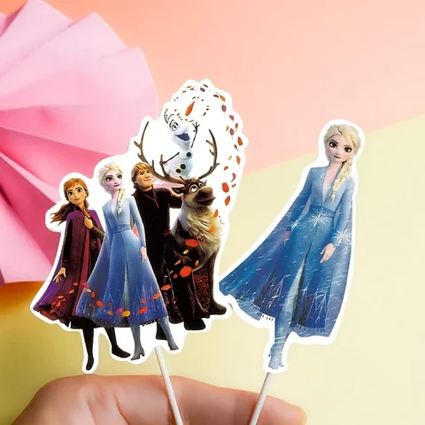 13 Uds. Adorno para tarta congelada de elsa y Anna, decoración para fiesta de feliz cumpleaños para niña, baby shower, taza olaf, pastel, postre, conjunto de decoración, suministros