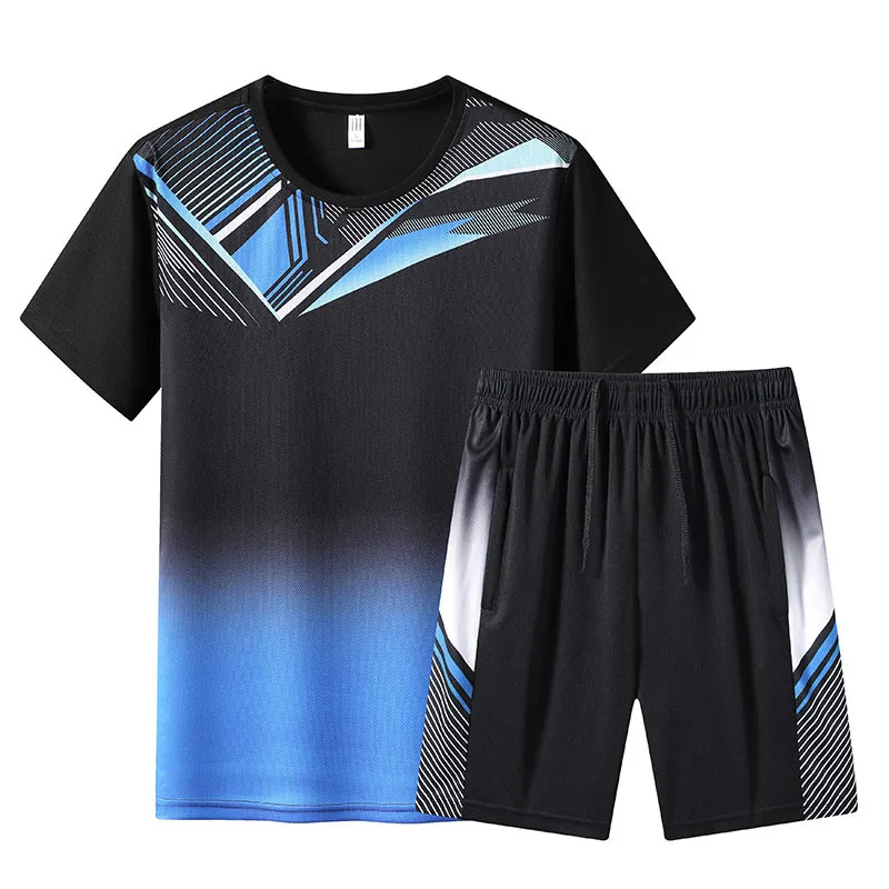 2024 Summer New Ice Silk Quick Drying Printed Sportsuit Men's Casual Relaxed Comfortable Breathable Large Size Two-Piece Set 5XL