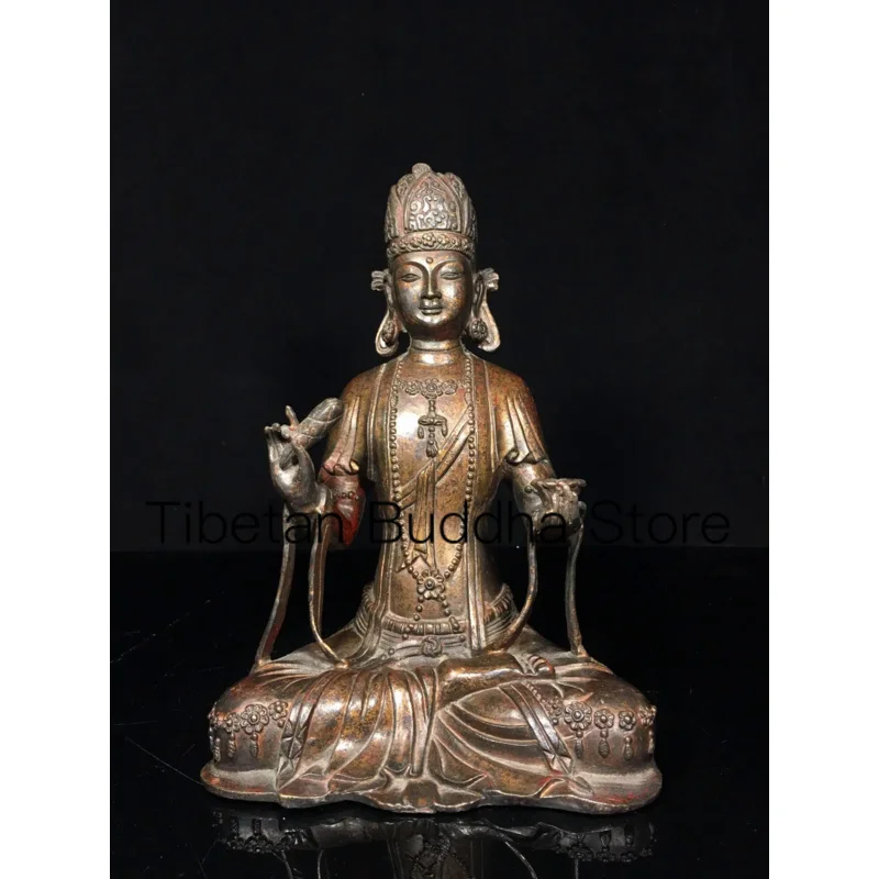 

23.5cm Pure copper Guanyin imitation antique bronze ware mud and gold Bodhisattva home Buddhist temple handicraft ornaments