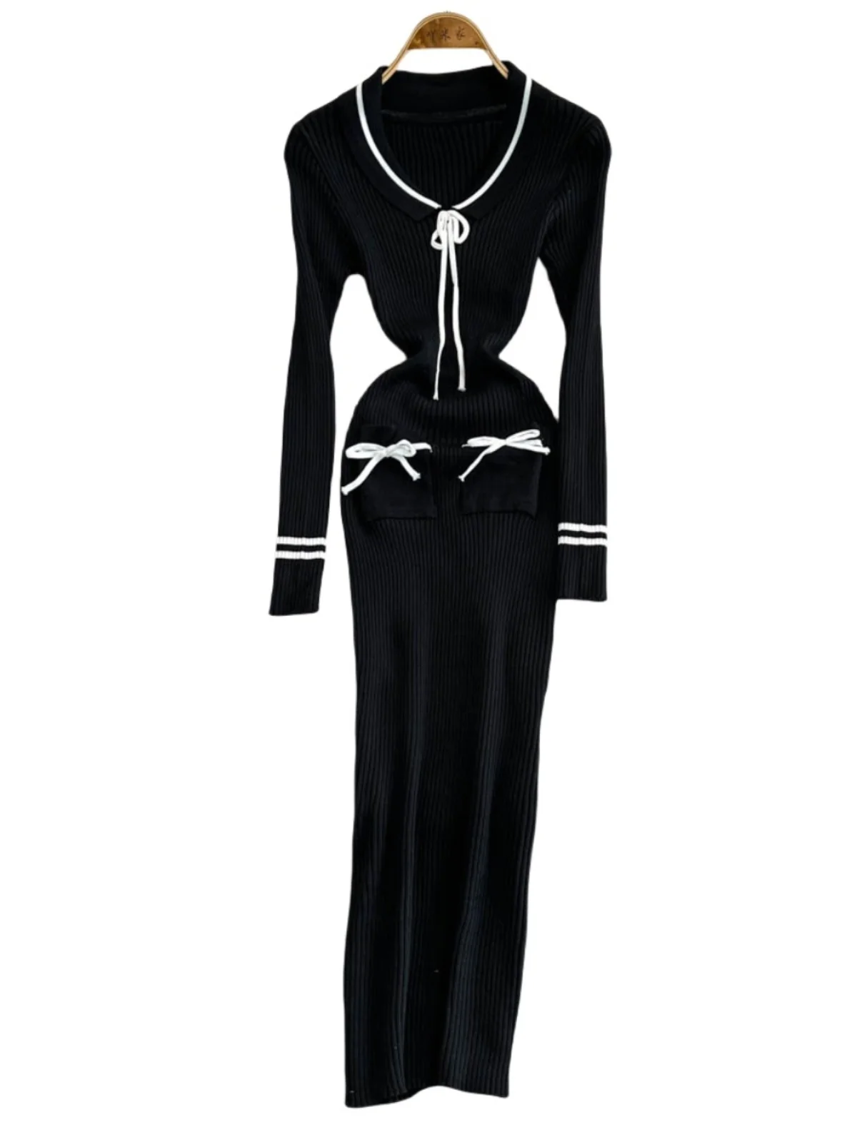 Slim Fit High Waist  Knot mid Length Skirt Dr Winter New Sle Butt Lifting Elastici Dr Korean Sle Commute