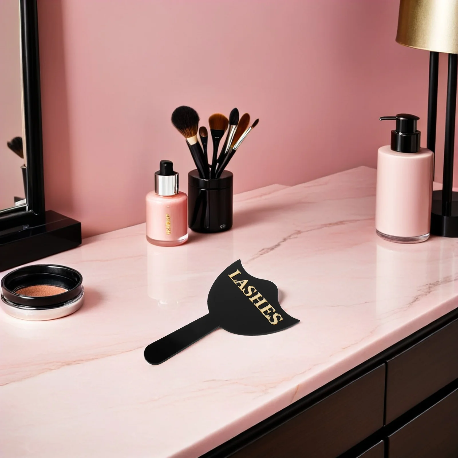 Ręczne akrylowe lusterko do rzęs, kompaktowe lusterko do makijażu podróżne, sprzęt do przedłużania rzęs w salonie, przenośny aplikator do rzęs