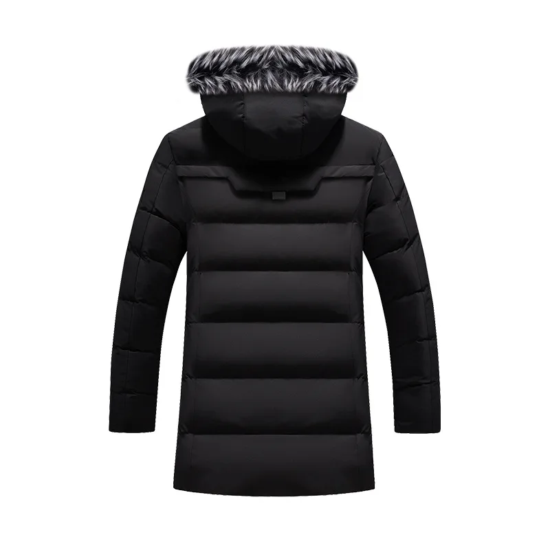 Winter Long Outwear Coats Men Parkas Thick Fleece Solid Color Winter Jacket Fashion Fur Hooded Warm Cotton Parka Windbreaker
