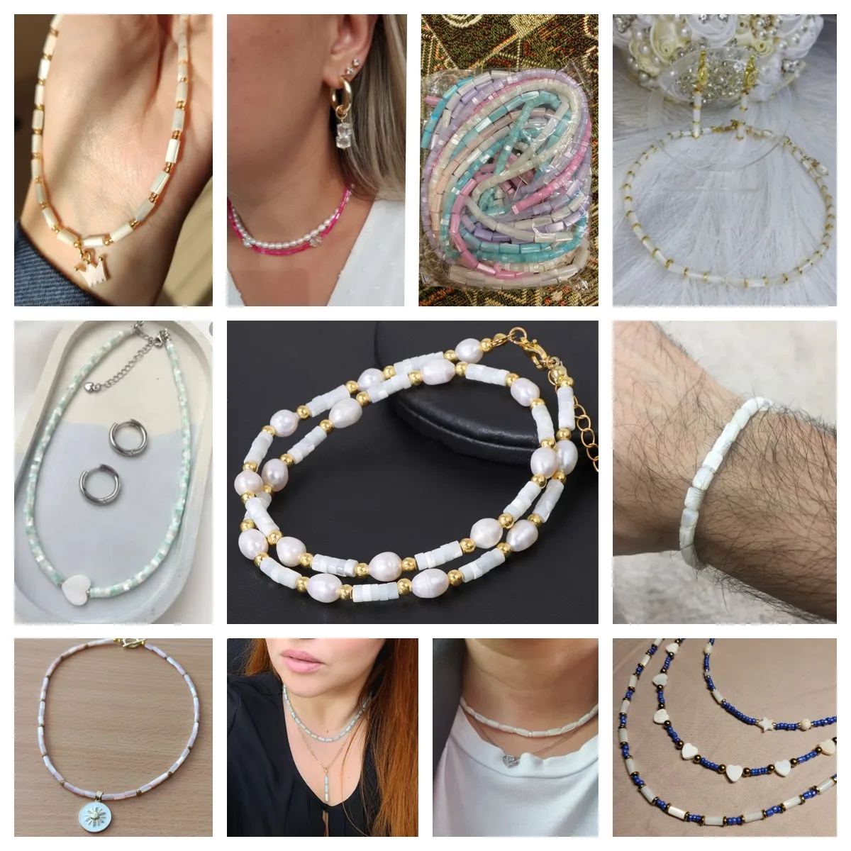 MOP Tubular Beads White Mother Of Pearl Shell Bead Long Tube Natural Shell Beads For Jewelry Making Bracelet Necklace 15\