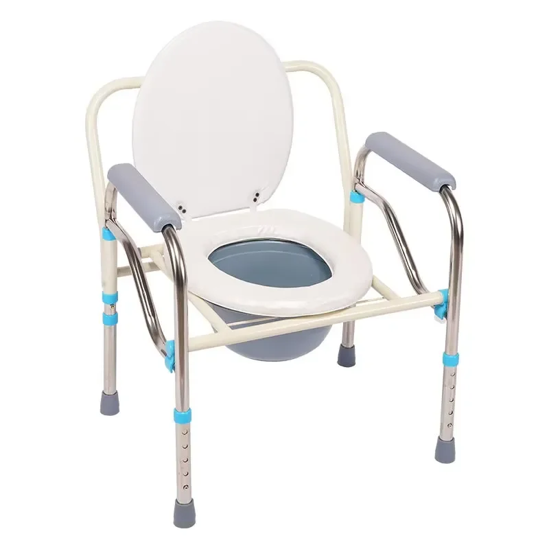 Padded portable potty chair for the elderly and pregnant women, portable shower toilet seat with armrest, hospital use,