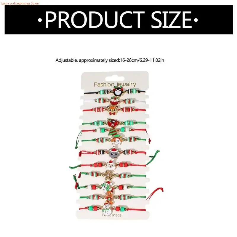 F92D موسم الأعياد سبائك الزنك سحر الأساور قابل للتعديل معصمه مضفر الزينة #6