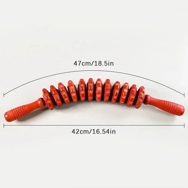 Body Fascia Massager Anti-slip Handle Wood Grooved Gear Arms Legs Thighs Buttocks Smooth Roller Massager For Back Relaxation