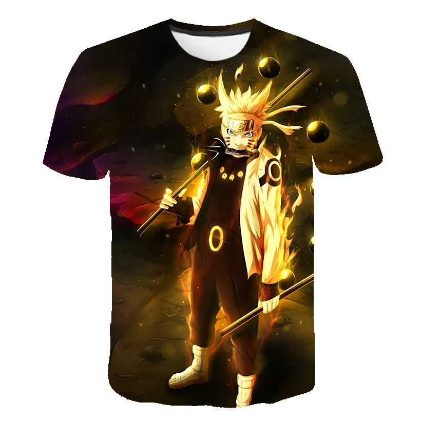 2025 Hot Sale Anime Men's Naruto 3D Printed Children's T-shirt Street Casual Anime Boys Short Sleeve Oversized T-shirt