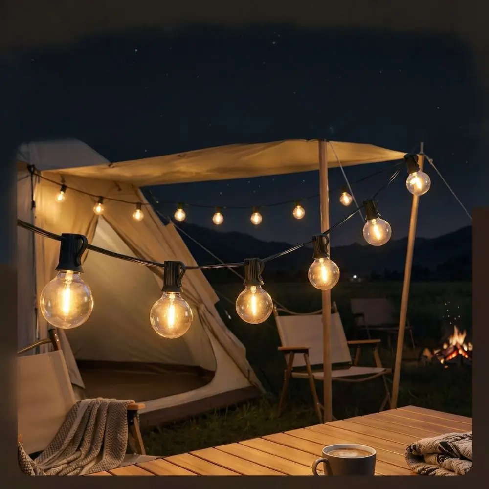 Outdoor G40 Solar String Lights Waterproof Edison Style Bulbs Garden Patio Camping Hanging Atmosphere Decor
