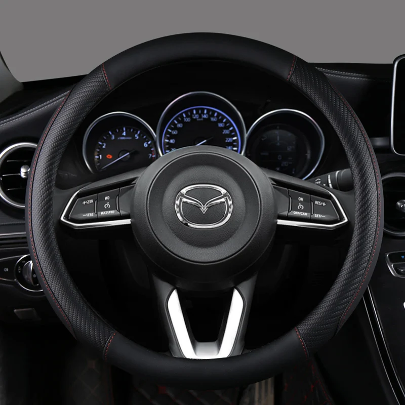 

Carbon Fiber Leather Car Steering Wheel Cover For Mazda3 Atenza AXELA BT-50 CX5 CX7 CX3 CX9 CX30 Auto Accessories