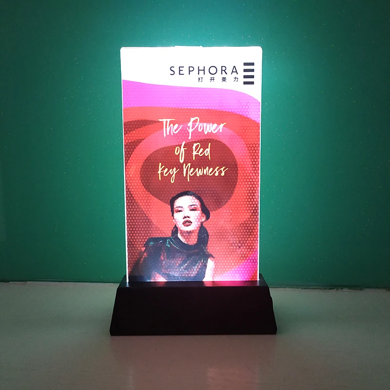 115x200mm USB Illuminated Acrylic table Card Advertising Menu Display Desk Sign Wine Light Box Price Llist on Both Sides