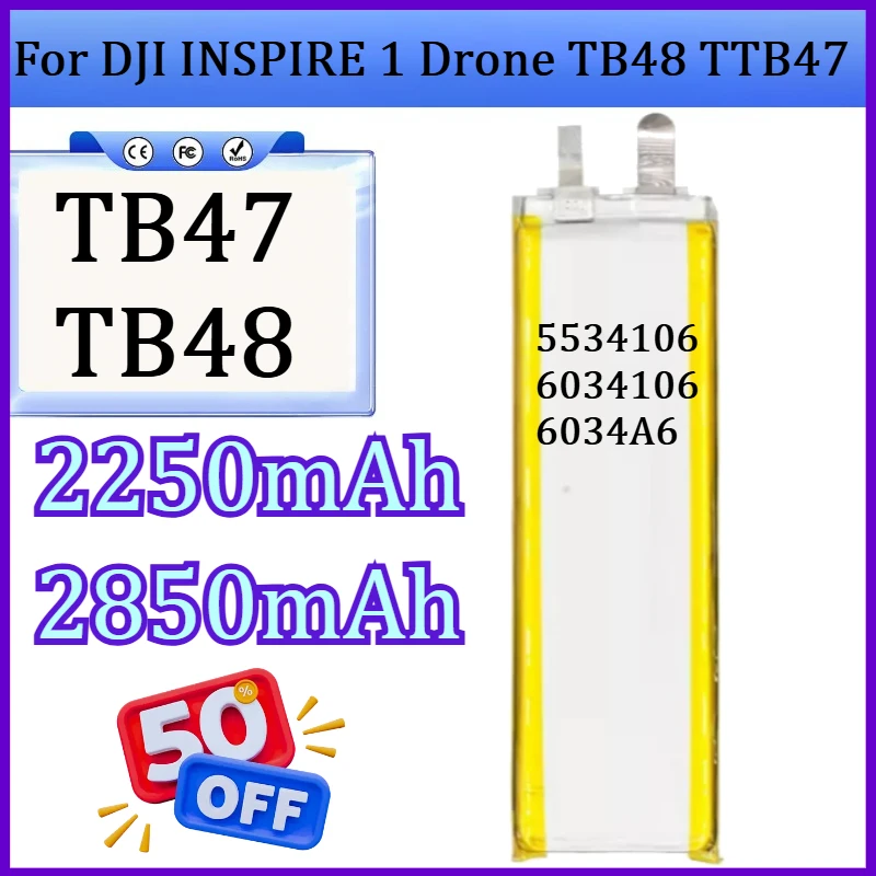 

New High Quality Battery Cell for DJI INSPIRE 1 Drone TB48 TTB47 Li-Polymer 2850mAh 5534106 6034106 6034A6
