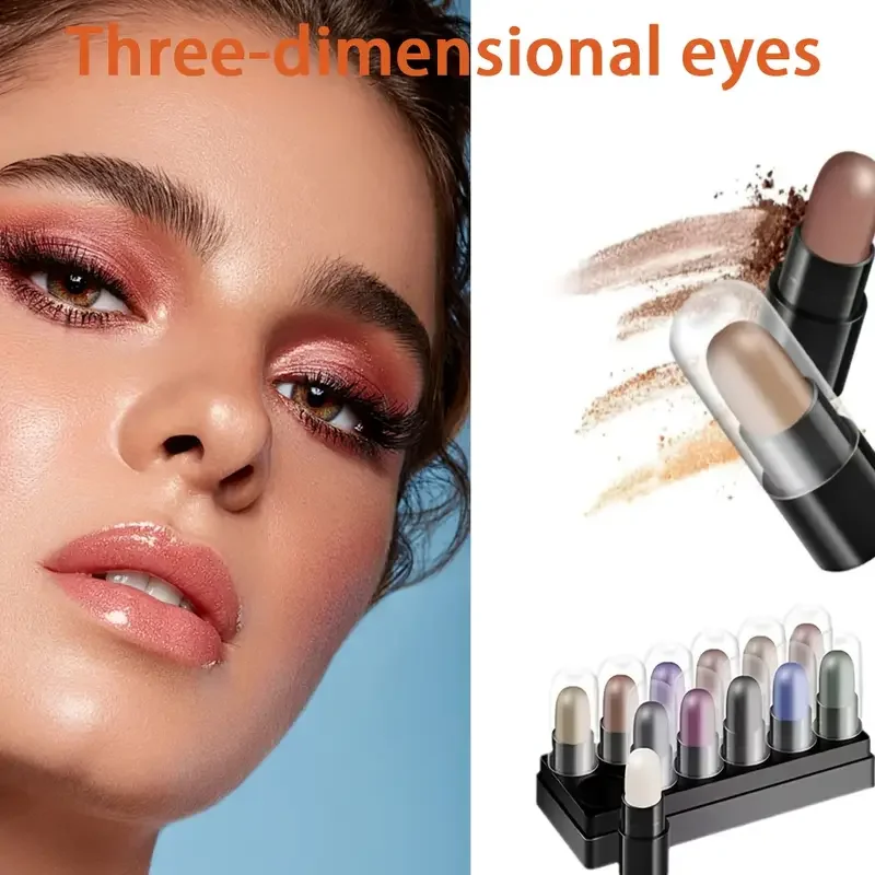 12색 방수 아이섀도우 펜슬 세트 - 오래 지속되는 글리터 쉬머 아이 섀도우 펜, 하이라이터 스틱 포함 - 완벽한 아이 메이크업