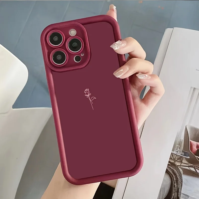 Чехол Simple Line Rose Wine Red Pattern для Samsung Galaxy S24 S25 S23 S21 S22 Ultra Plus FE A26 A36 A34 A35 A53 A56 A55 5G Cover