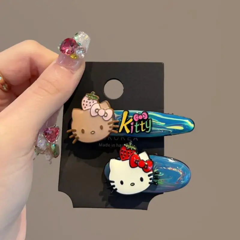 موضة جديدة HelloKitty الأزرق النفط اللوحة مشبك شعر Kawaii سانريو فتاة دبوس الشعر القطن دمية الحيوانات الأليفة تصفيفة الشعر DIY بها بنفسك مشبك تزيين هدية #1