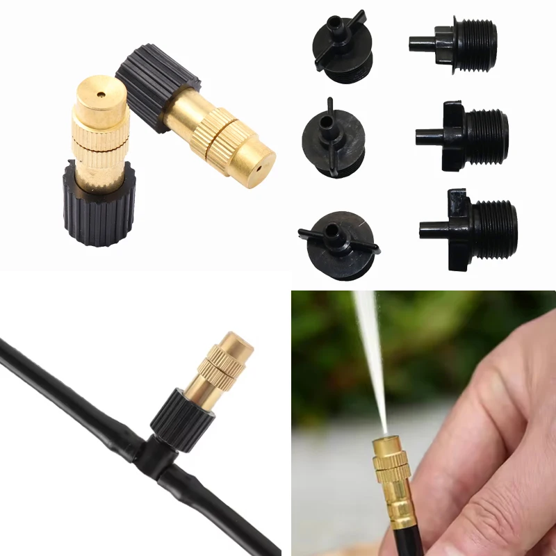 Misting Nozzle Adjustable Atomization Sprayer Garden Irrigation Watering for 6mm hose Connector Fountain Connector Garden Sprink