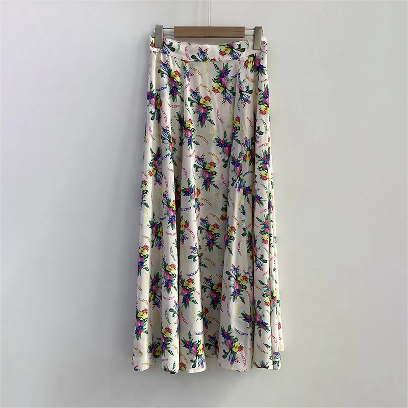 

Zadig Women Skirt Elegant Colourful Wing Print Rayon Midi Skirts Female Chic Floral Print Fashion Half Dresses Lady Summer Skirt