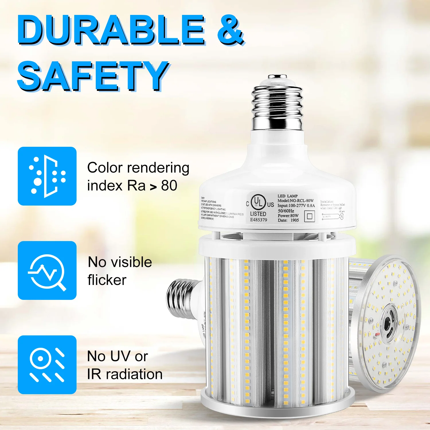 80W Led Corn Light Bulb E39 Large Mogul Base led Bulb (320W-450W MH/HPS Replace) Indoor Outdoor Lighting for Garage Warehouse