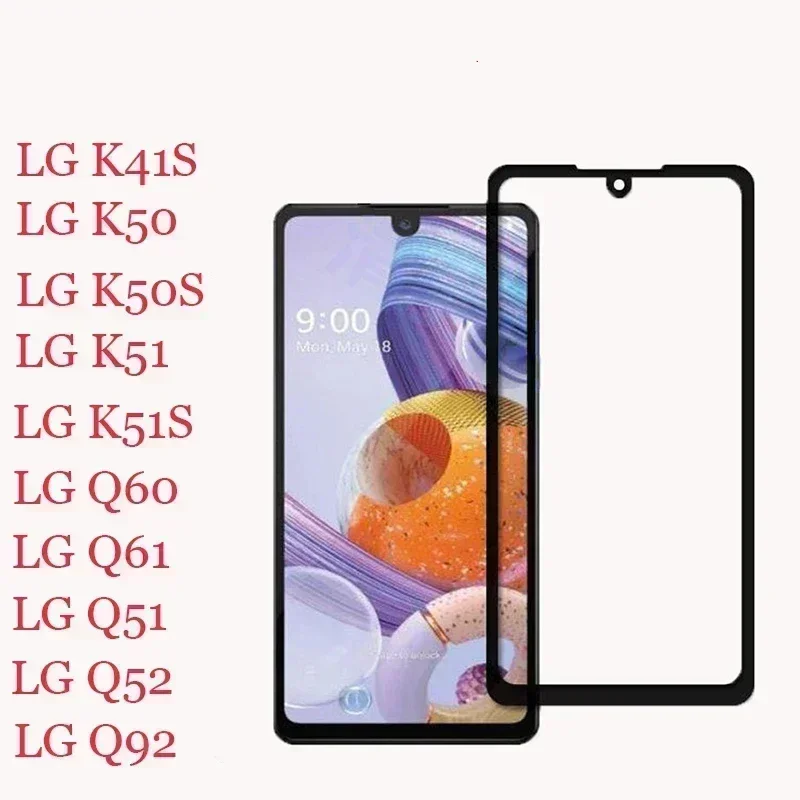 For LG K50 K50S K51 K51S Q60 Q61 Q51 Q52 Q92 K41S 9D Black Edge Screen Protector Tempered Glass 9H Full Cover Protective Glass