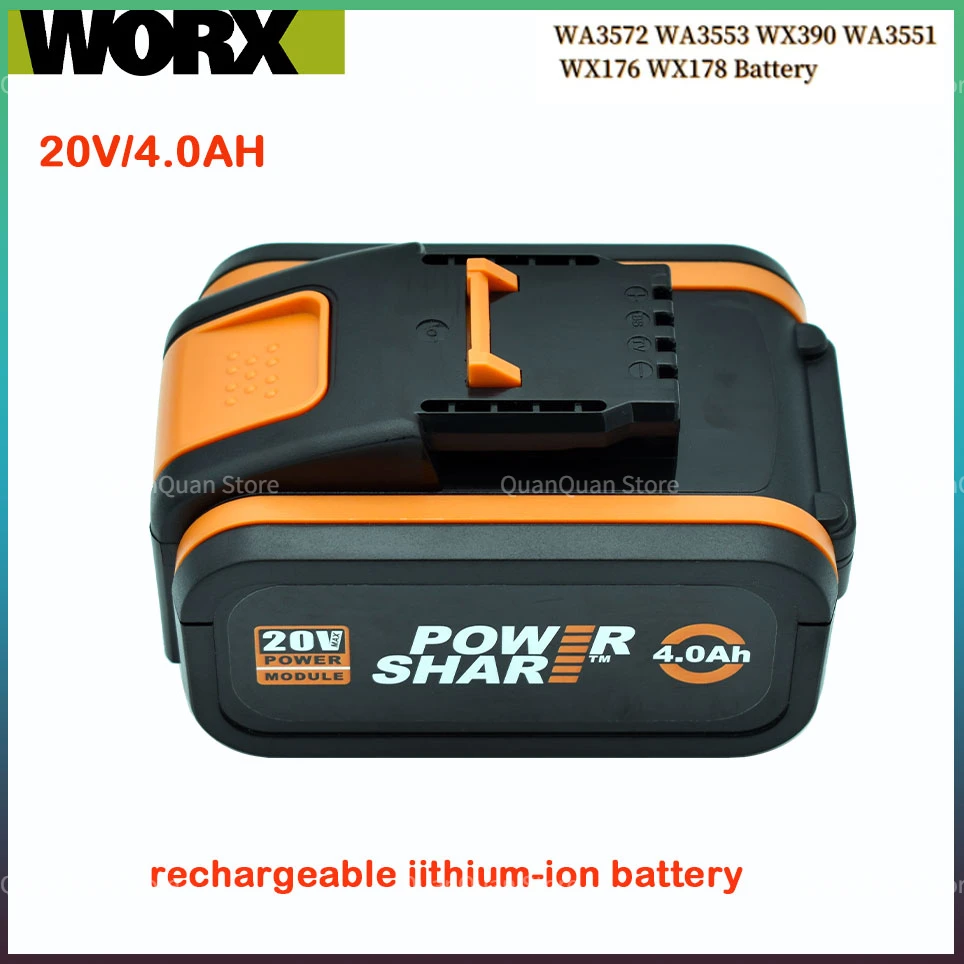 

Worx 20V 4.0Ah Lithium battery Rechargeable WA3553 WA3551 WA3553.1 WA3570 for All WORX Electric and Garden Tools