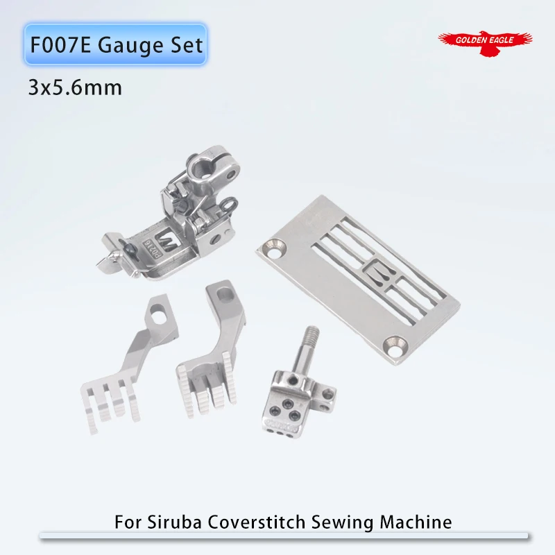 Juego de calibre de 3x5,6mm compatible con máquinas de coser industriales de punto plano Siruba F007E E1826, P0216, M4356, H1259 + D1207