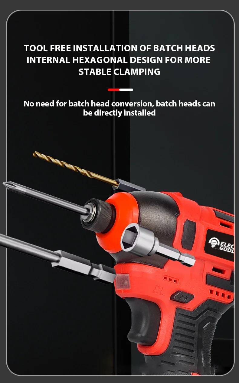 Electric Goddess 3200rpm Cordless Impact Driver 280Nm Brushless Motor Electric Drill Wood/Bolt/T-Mode For Dewalt 20V Battery