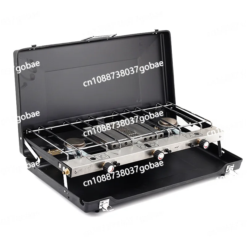 

Портативный складной гриль для улицы, портативная газовая плита, трехголовочная ветрозащитная плита для хранения вещей для кемпинга и пикника