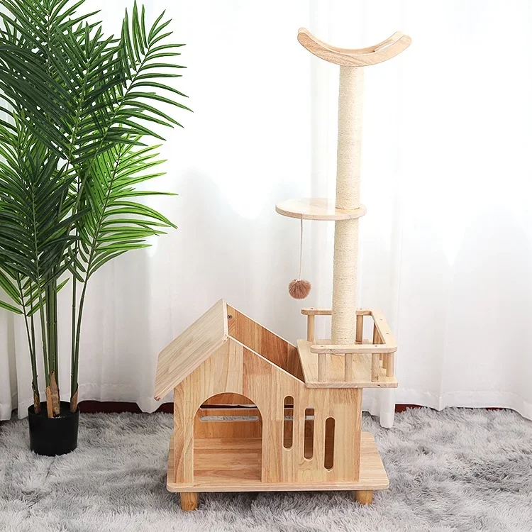 Modern Cat Tower with Dual Condo, 3 Soft Plush Perches and Sisal Scratch Posts