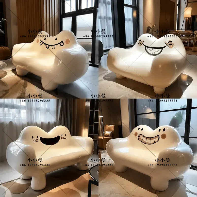 Fiberglass Cartoon Teeth Shaped Sitting Area Waiting Chair Outdoor Waterproof Seat Creative Landscape Leisure Chair